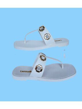 Larroude Milan Thong White Sandals Women Size US 6/7